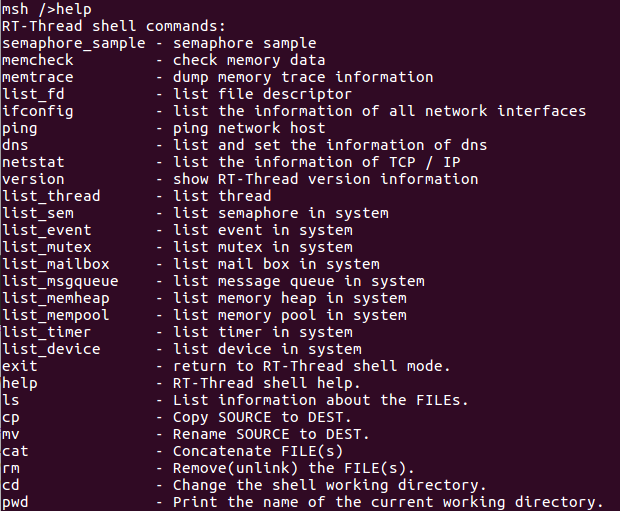 view all supported commands